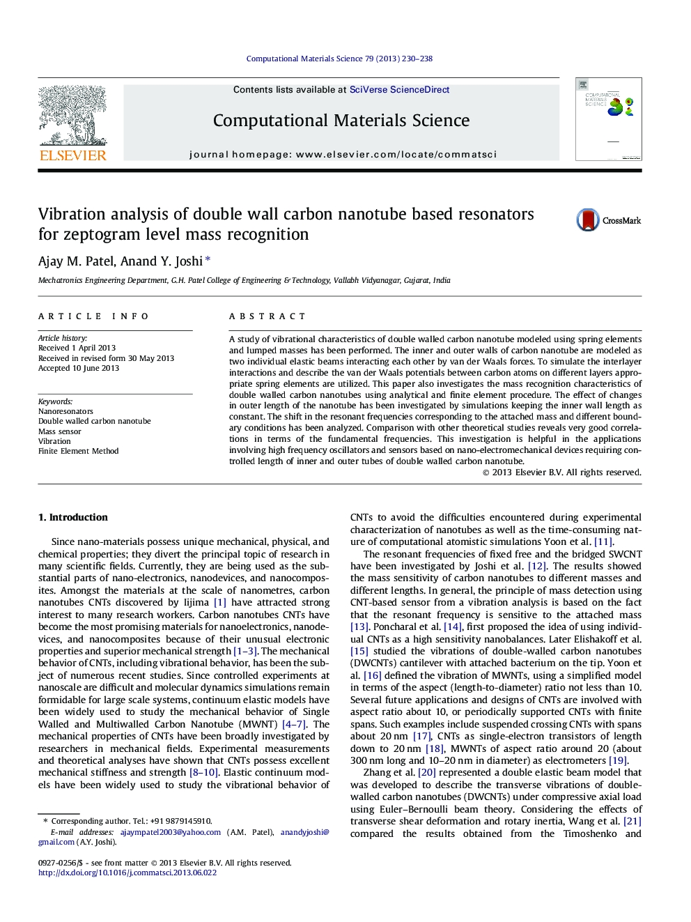 Vibration analysis of double wall carbon nanotube based resonators for zeptogram level mass recognition