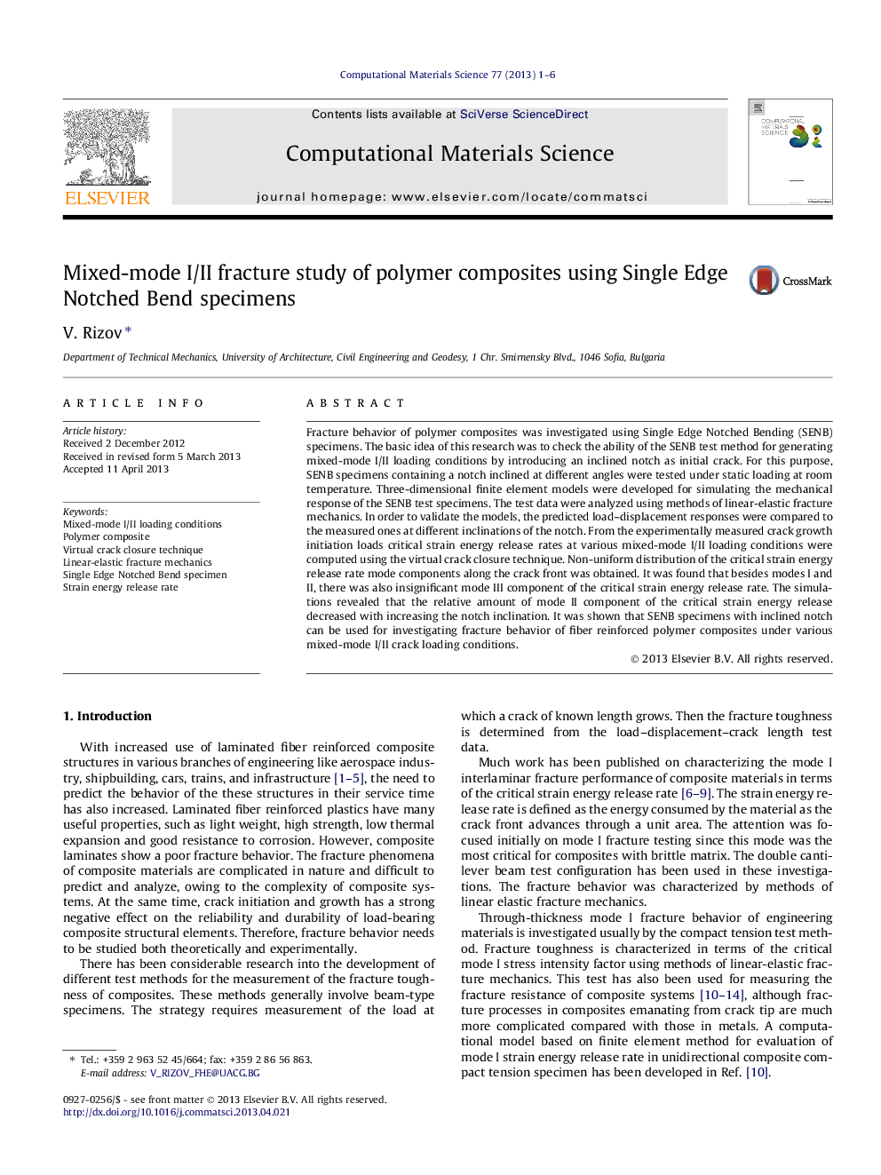 Mixed-mode I/II fracture study of polymer composites using Single Edge Notched Bend specimens