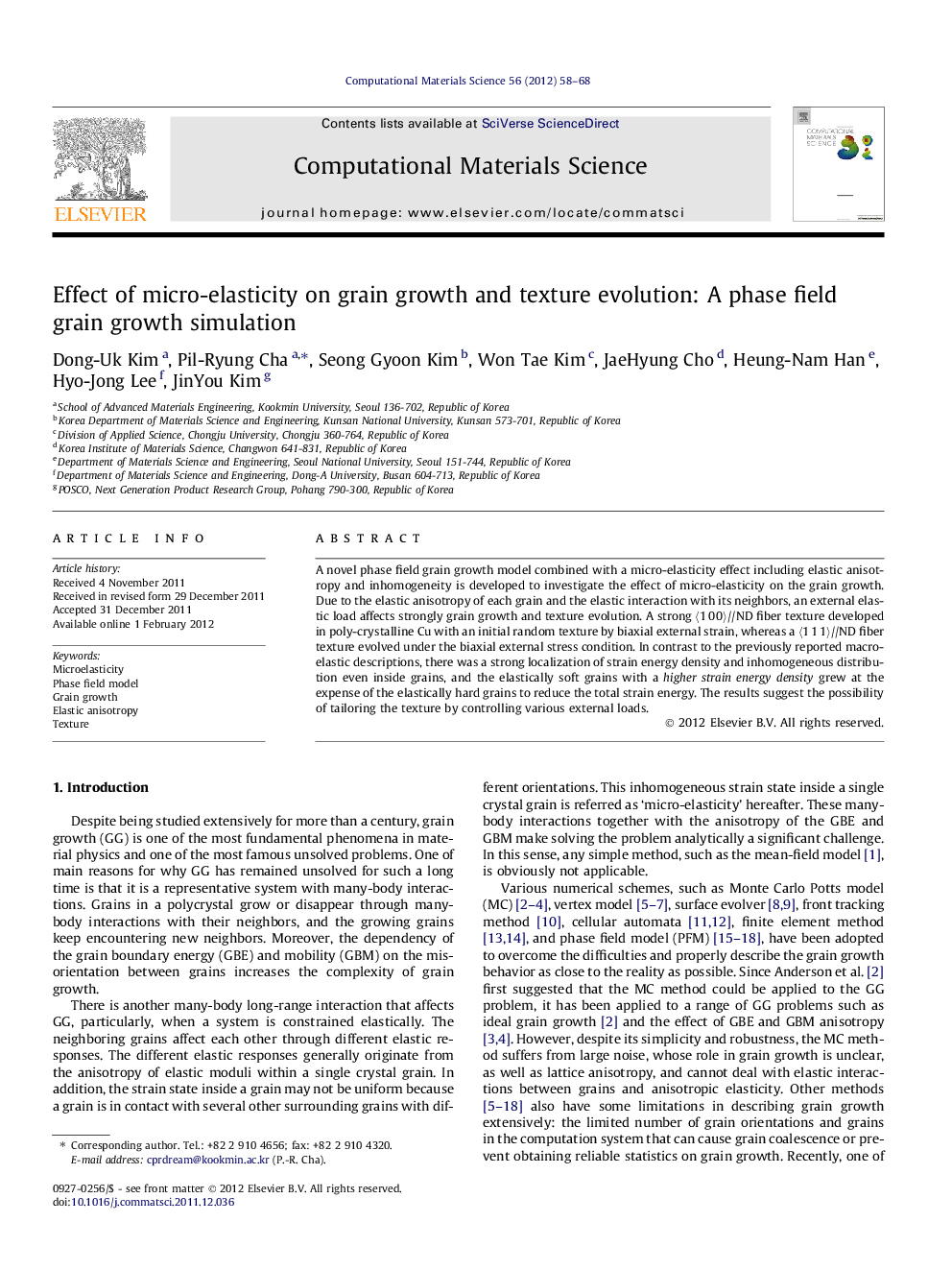 Effect of micro-elasticity on grain growth and texture evolution: A phase field grain growth simulation