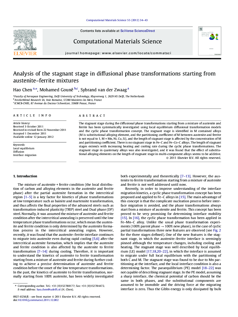 Analysis of the stagnant stage in diffusional phase transformations starting from austenite-ferrite mixtures