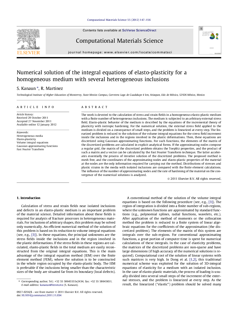 Numerical solution of the integral equations of elasto-plasticity for a homogeneous medium with several heterogeneous inclusions