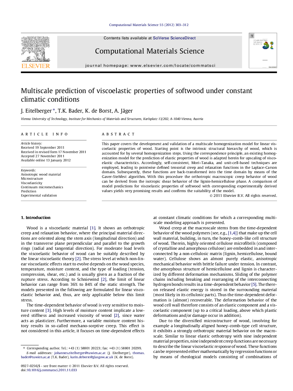 Multiscale prediction of viscoelastic properties of softwood under constant climatic conditions