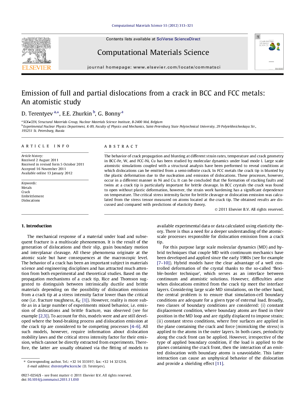 Emission of full and partial dislocations from a crack in BCC and FCC metals: An atomistic study