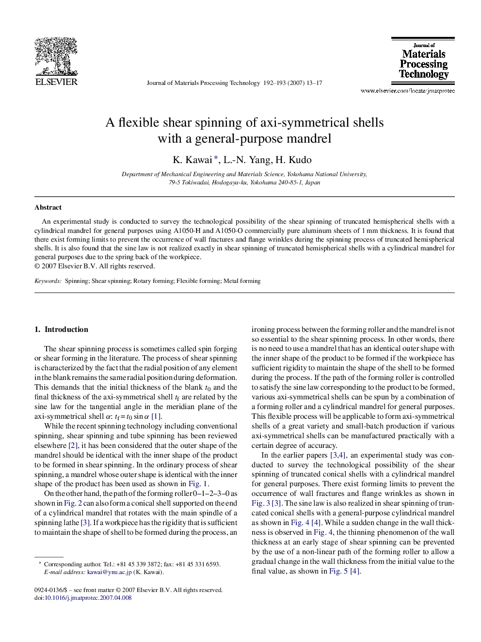 A flexible shear spinning of axi-symmetrical shells with a general-purpose mandrel