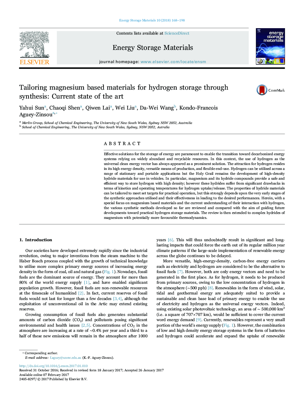 Tailoring magnesium based materials for hydrogen storage through synthesis: Current state of the art