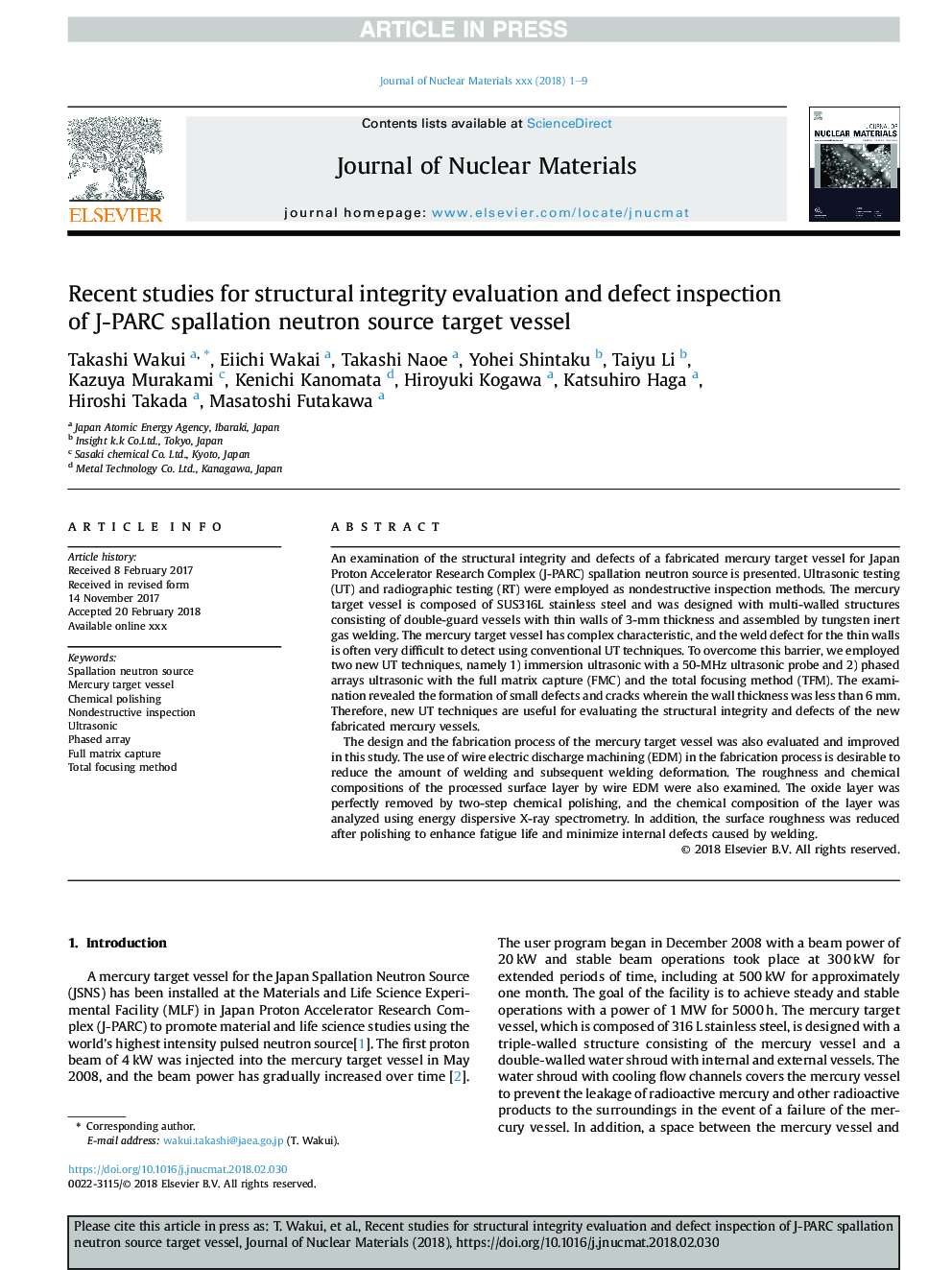 Recent studies for structural integrity evaluation and defect inspection of J-PARC spallation neutron source target vessel