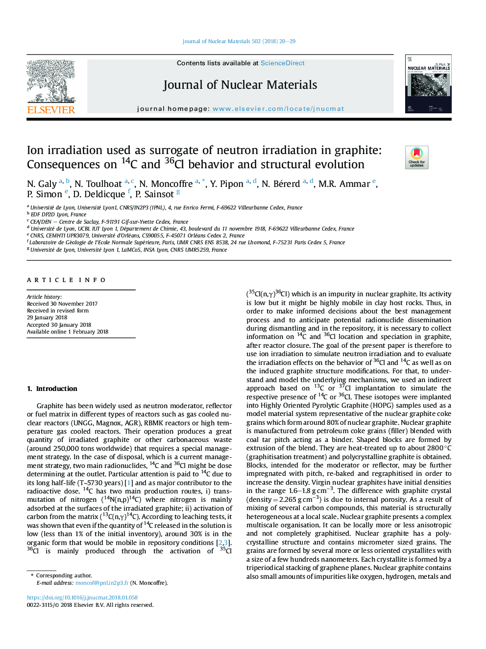 Ion irradiation used as surrogate of neutron irradiation in graphite: Consequences on 14C and 36Cl behavior and structural evolution