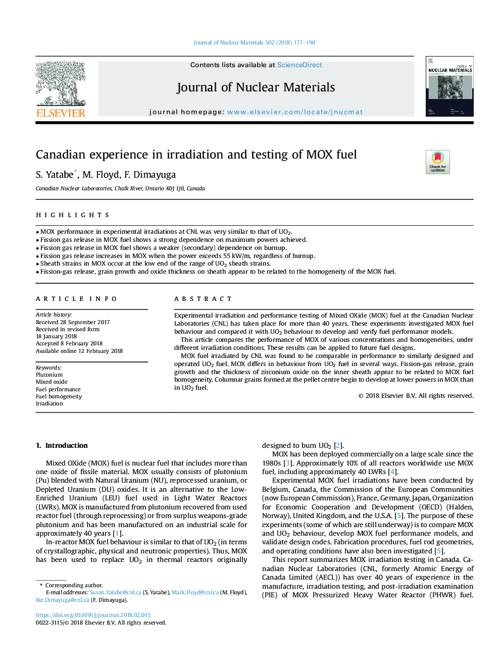 Canadian experience in irradiation and testing of MOX fuel