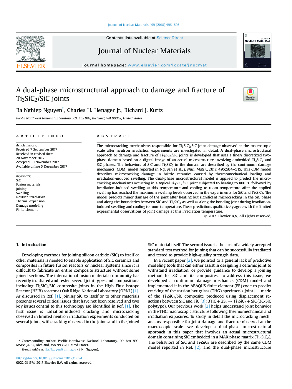 A dual-phase microstructural approach to damage and fracture of Ti3SiC2/SiC joints