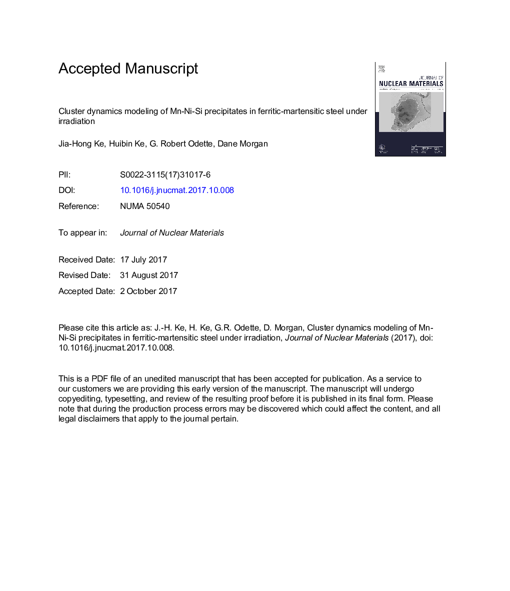 Cluster dynamics modeling of Mn-Ni-Si precipitates in ferritic-martensitic steel under irradiation