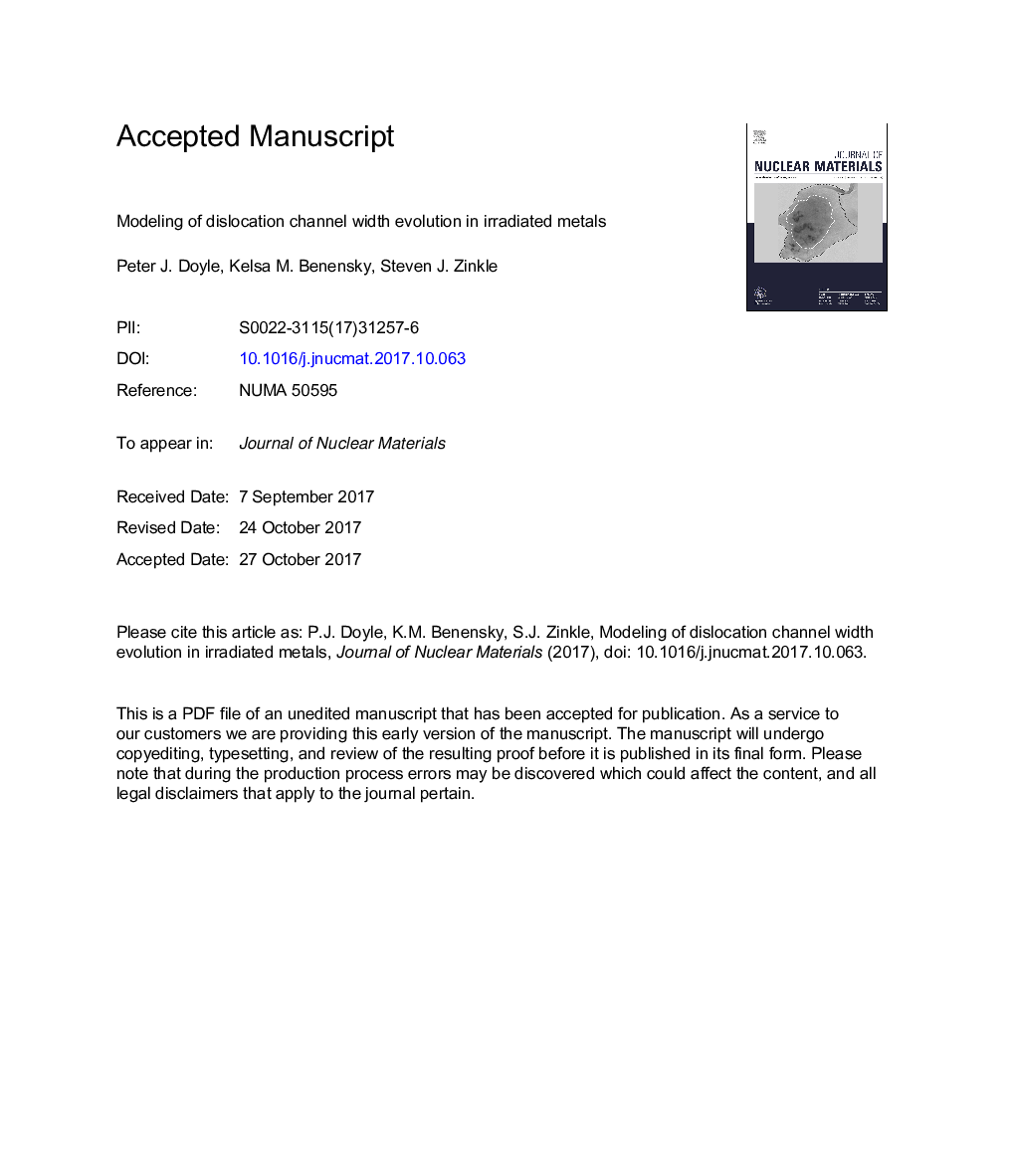 Modeling of dislocation channel width evolution in irradiated metals