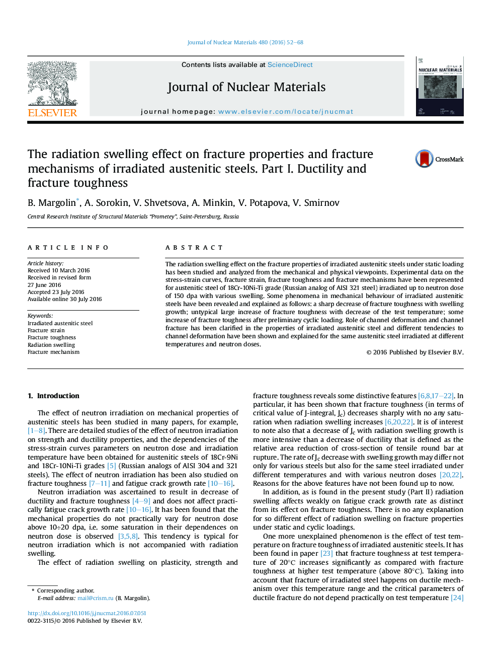 The radiation swelling effect on fracture properties and fracture mechanisms of irradiated austenitic steels. Part I. Ductility and fracture toughness