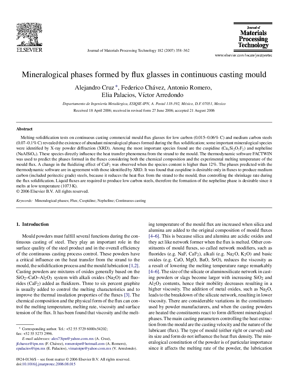 Mineralogical phases formed by flux glasses in continuous casting mould