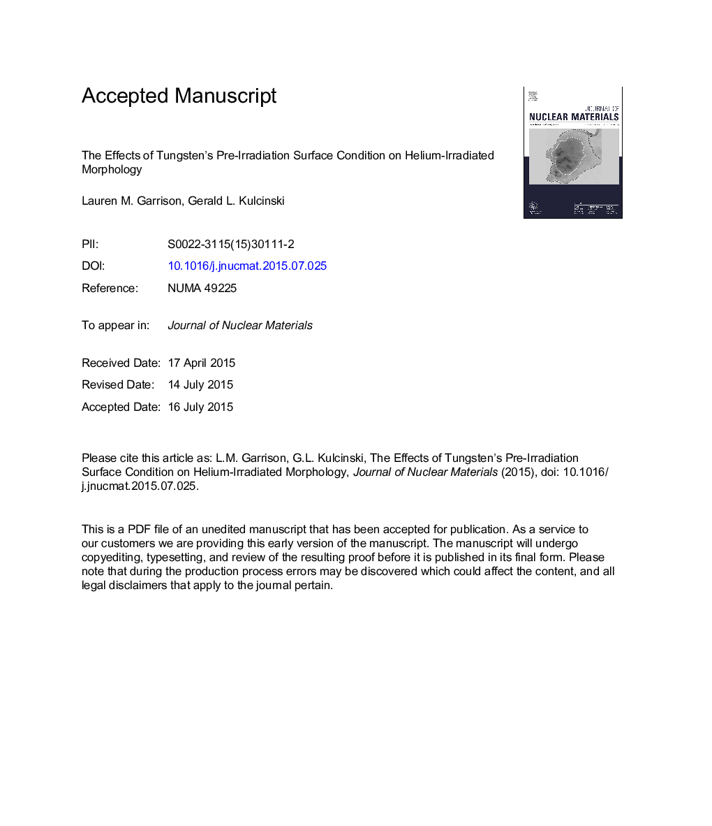 The effects of tungsten's pre-irradiation surface condition on helium-irradiated morphology