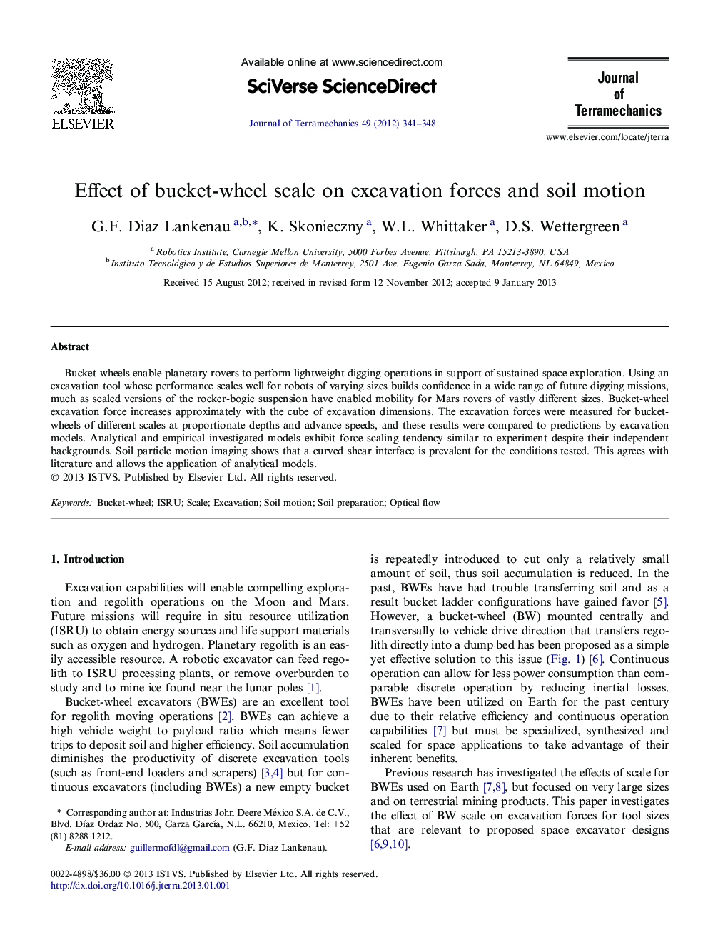 Effect of bucket-wheel scale on excavation forces and soil motion