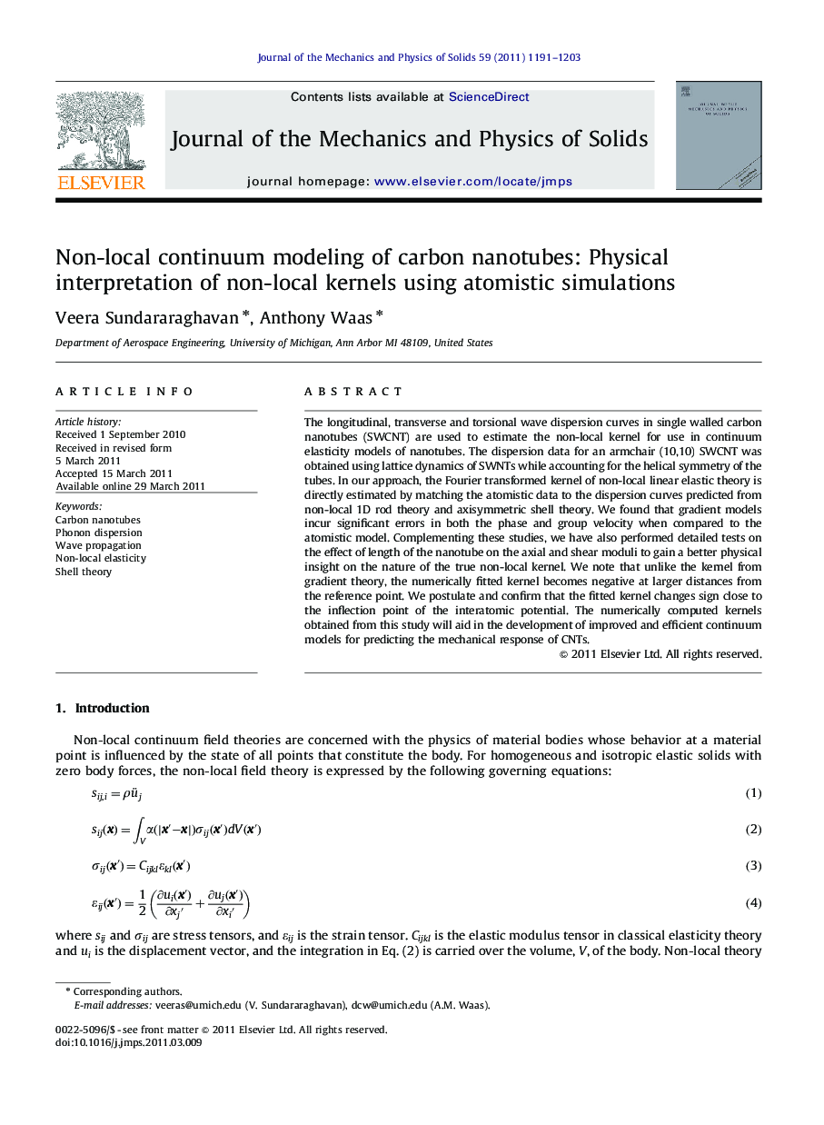 Non-local continuum modeling of carbon nanotubes: Physical interpretation of non-local kernels using atomistic simulations