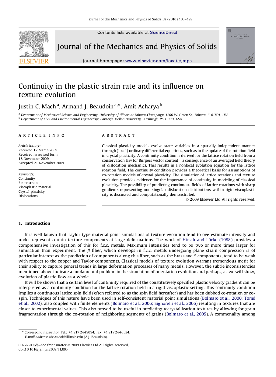 Continuity in the plastic strain rate and its influence on texture evolution