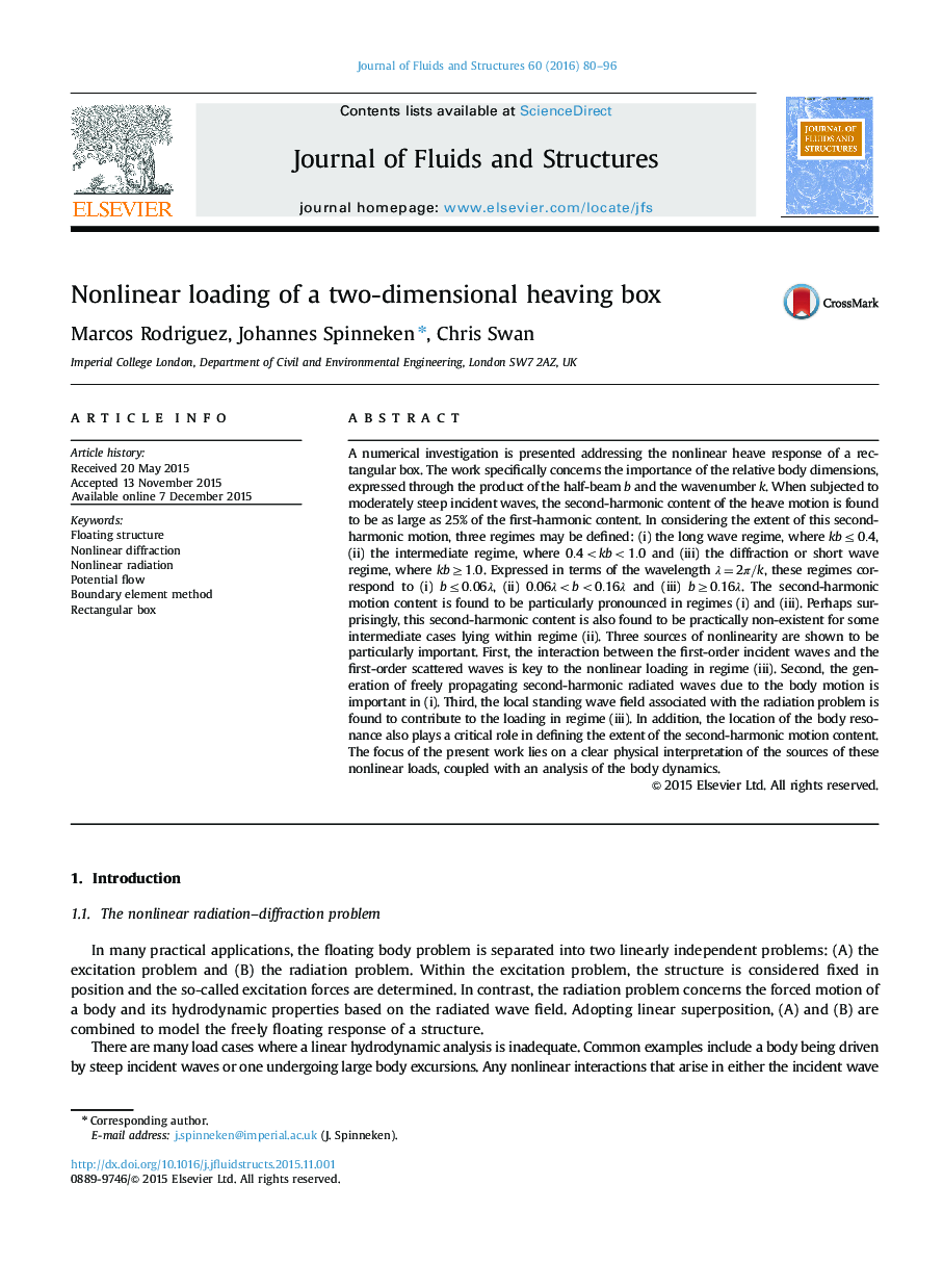 Nonlinear loading of a two-dimensional heaving box