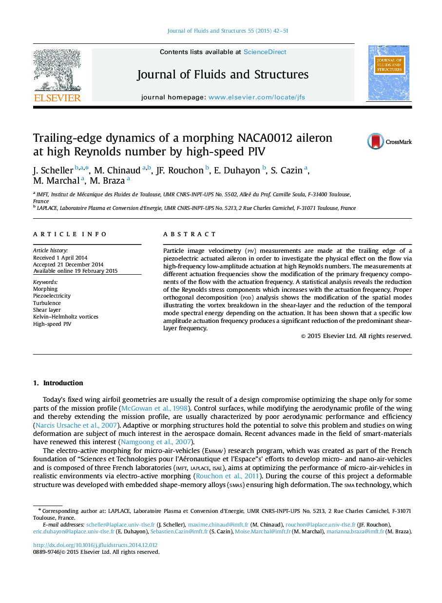 Trailing-edge dynamics of a morphing NACA0012 aileron at high Reynolds number by high-speed PIV