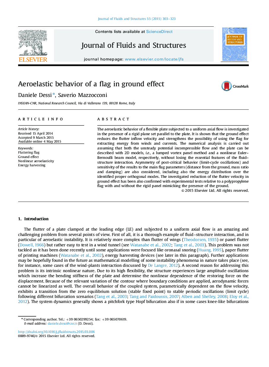 Aeroelastic behavior of a flag in ground effect