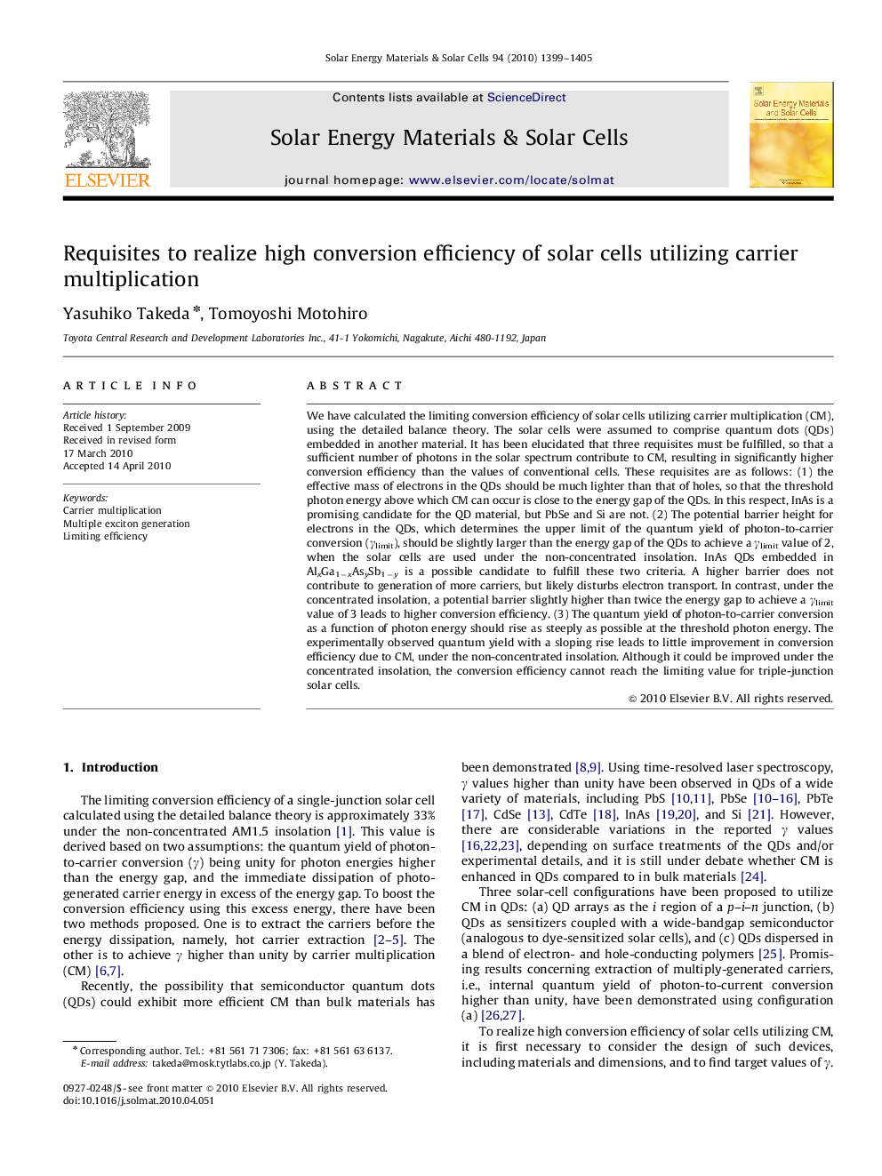 Requisites to realize high conversion efficiency of solar cells utilizing carrier multiplication