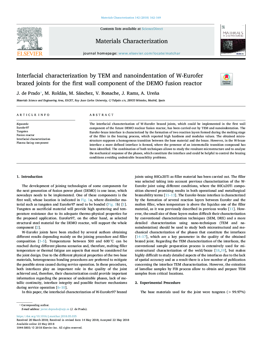 Interfacial characterization by TEM and nanoindentation of W-Eurofer brazed joints for the first wall component of the DEMO fusion reactor