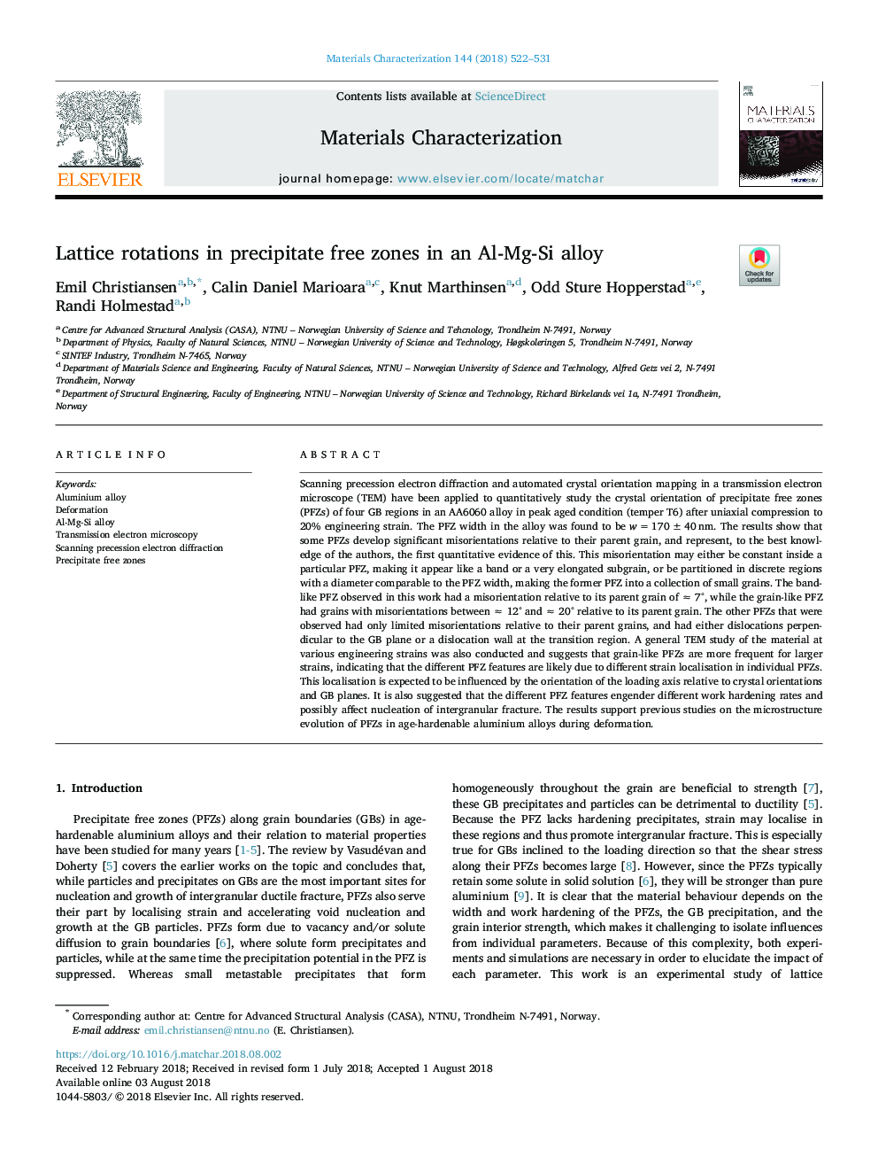 Lattice rotations in precipitate free zones in an Al-Mg-Si alloy