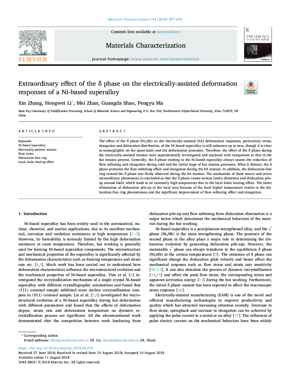 Extraordinary effect of the Î´ phase on the electrically-assisted deformation responses of a Ni-based superalloy