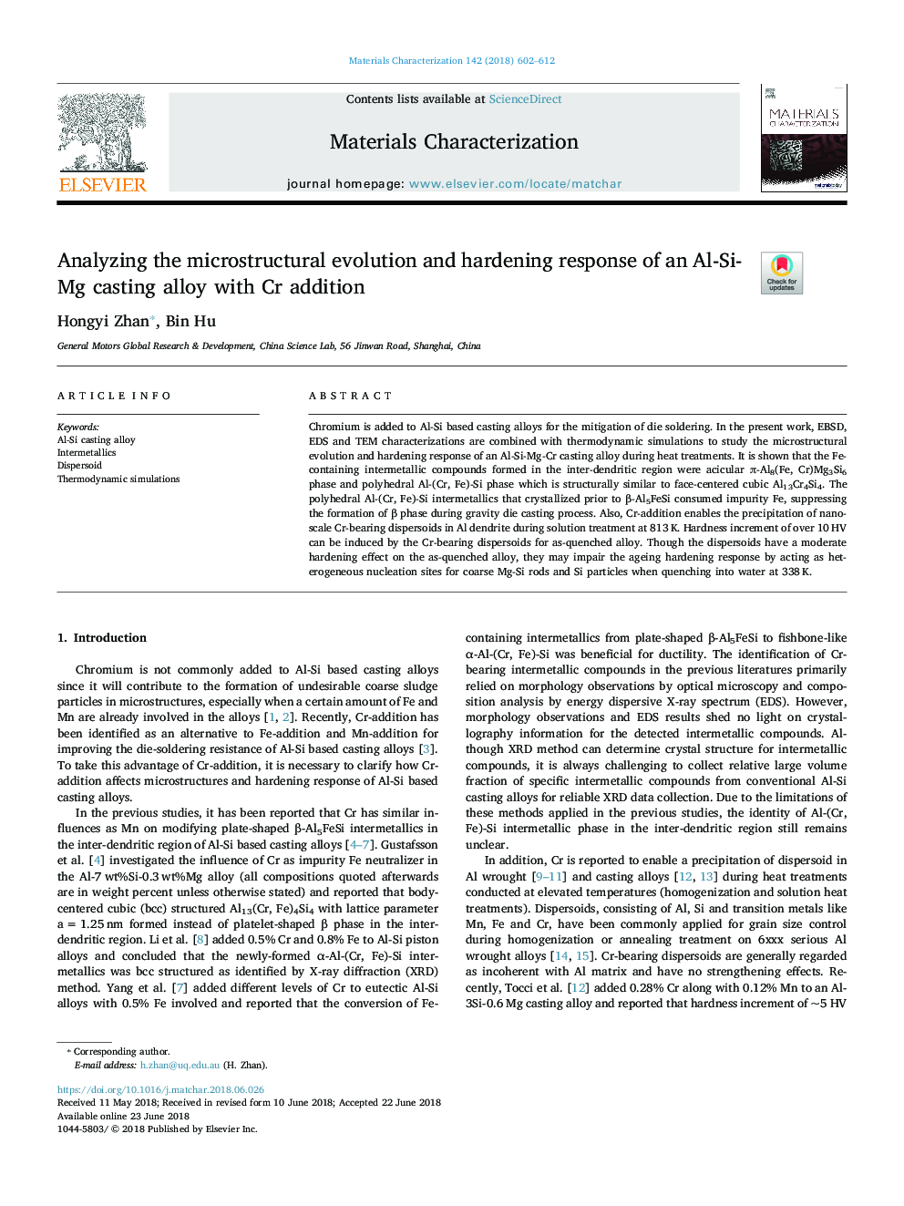 Analyzing the microstructural evolution and hardening response of an Al-Si-Mg casting alloy with Cr addition