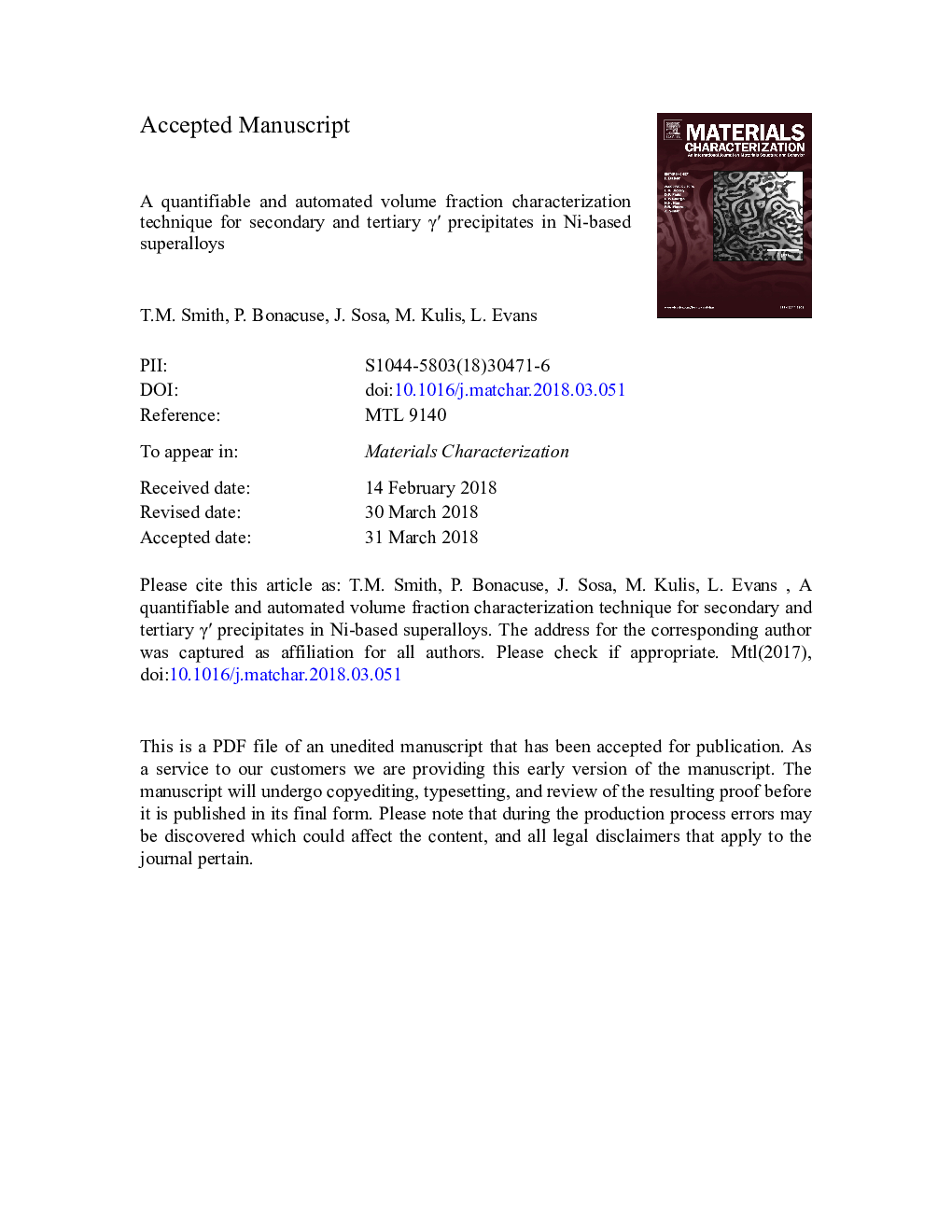 A quantifiable and automated volume fraction characterization technique for secondary and tertiary Î³â² precipitates in Ni-based superalloys