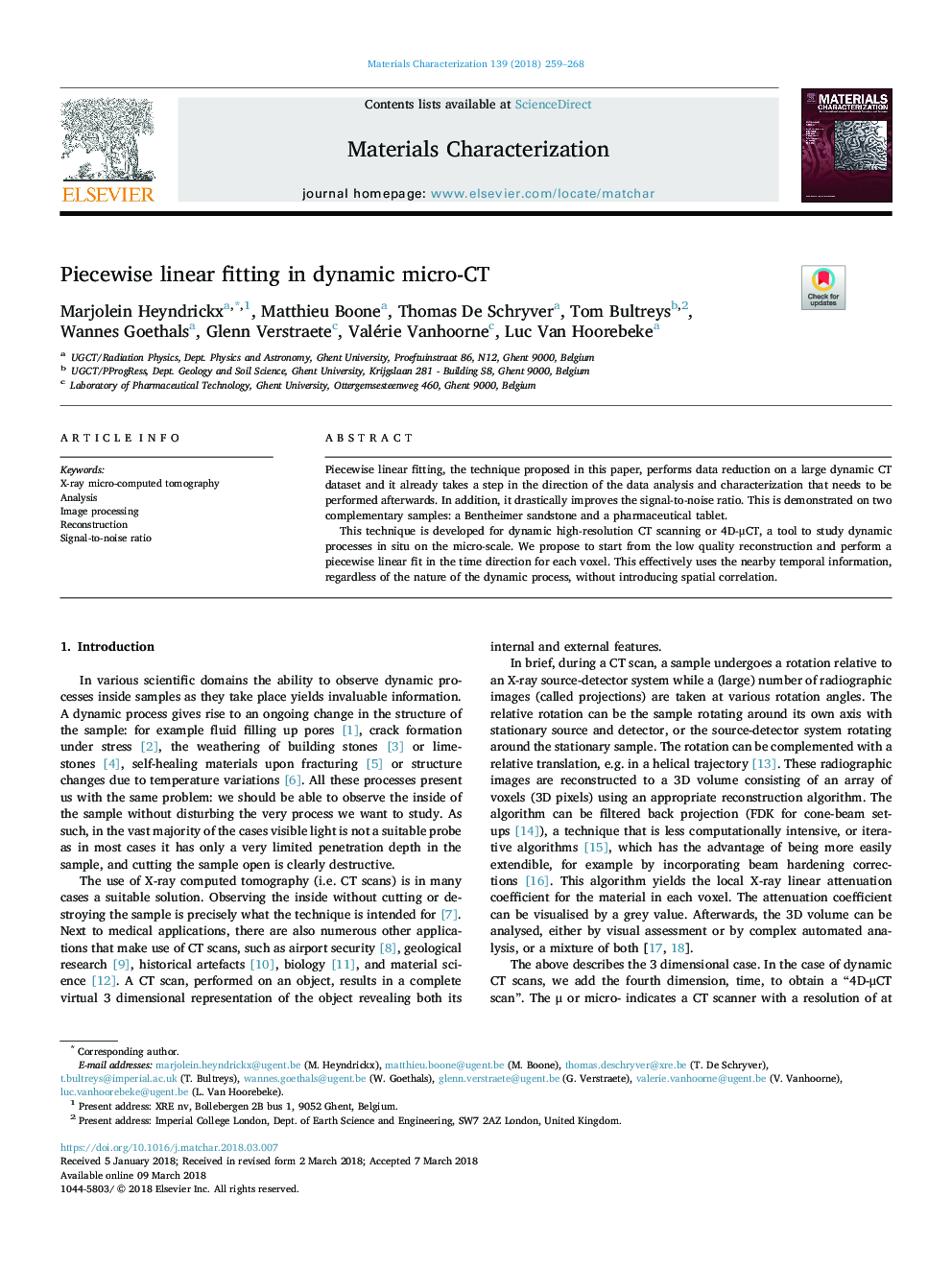 Piecewise linear fitting in dynamic micro-CT