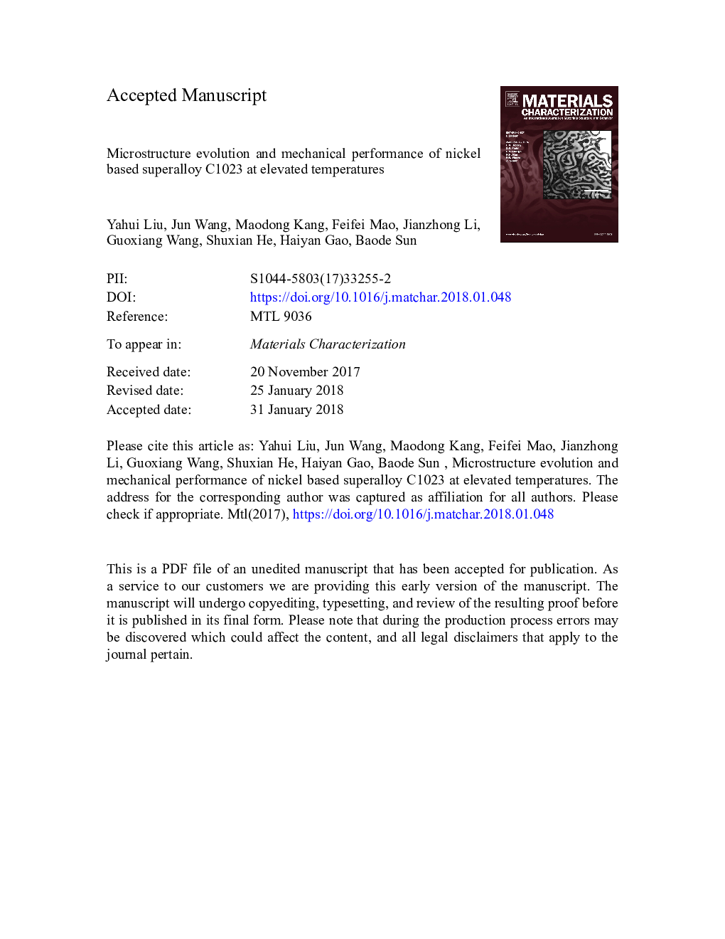 Microstructure evolution and mechanical performance of nickel based superalloy C1023 at elevated temperatures