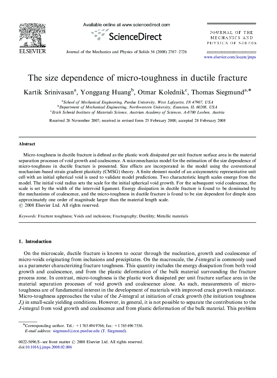 The size dependence of micro-toughness in ductile fracture