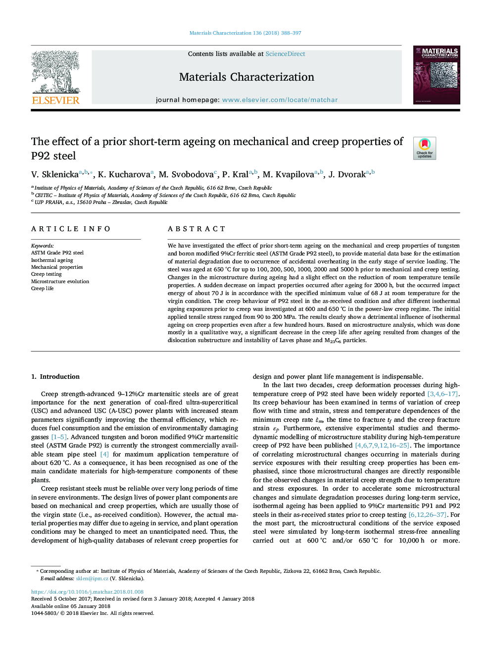 The effect of a prior short-term ageing on mechanical and creep properties of P92 steel