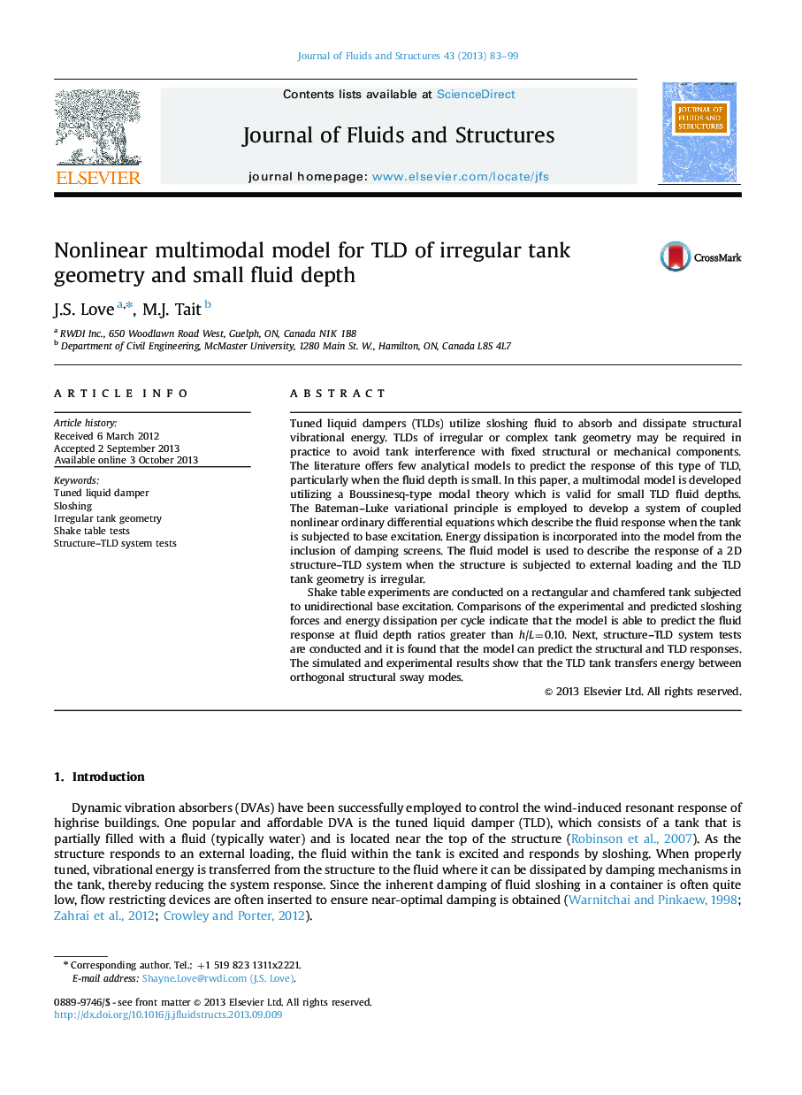 Nonlinear multimodal model for TLD of irregular tank geometry and small fluid depth