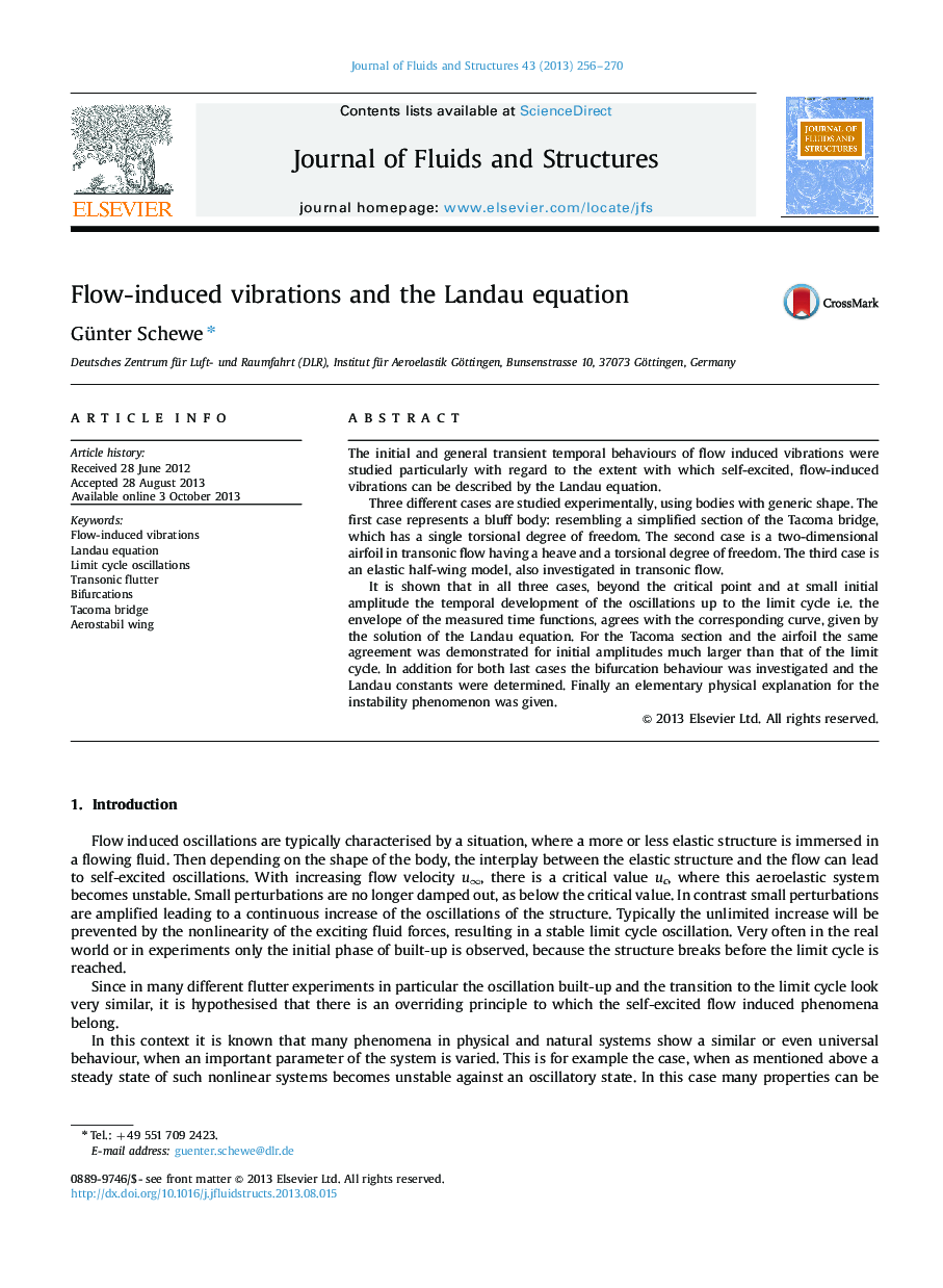 Flow-induced vibrations and the Landau equation