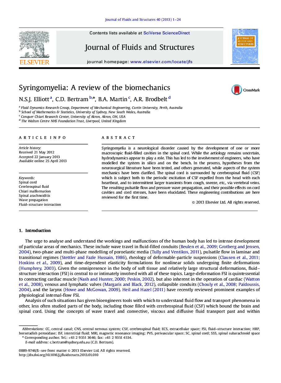 Syringomyelia: A review of the biomechanics