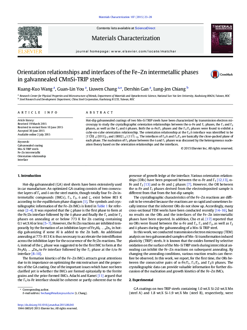 Orientation relationships and interfaces of the Fe-Zn intermetallic phases in galvannealed CMnSi-TRIP steels