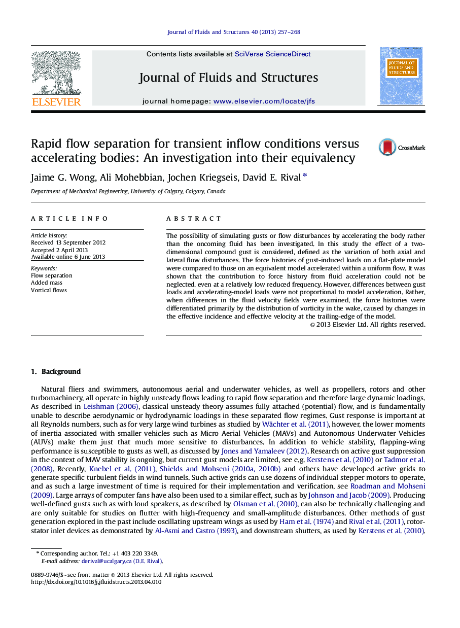 Rapid flow separation for transient inflow conditions versus accelerating bodies: An investigation into their equivalency