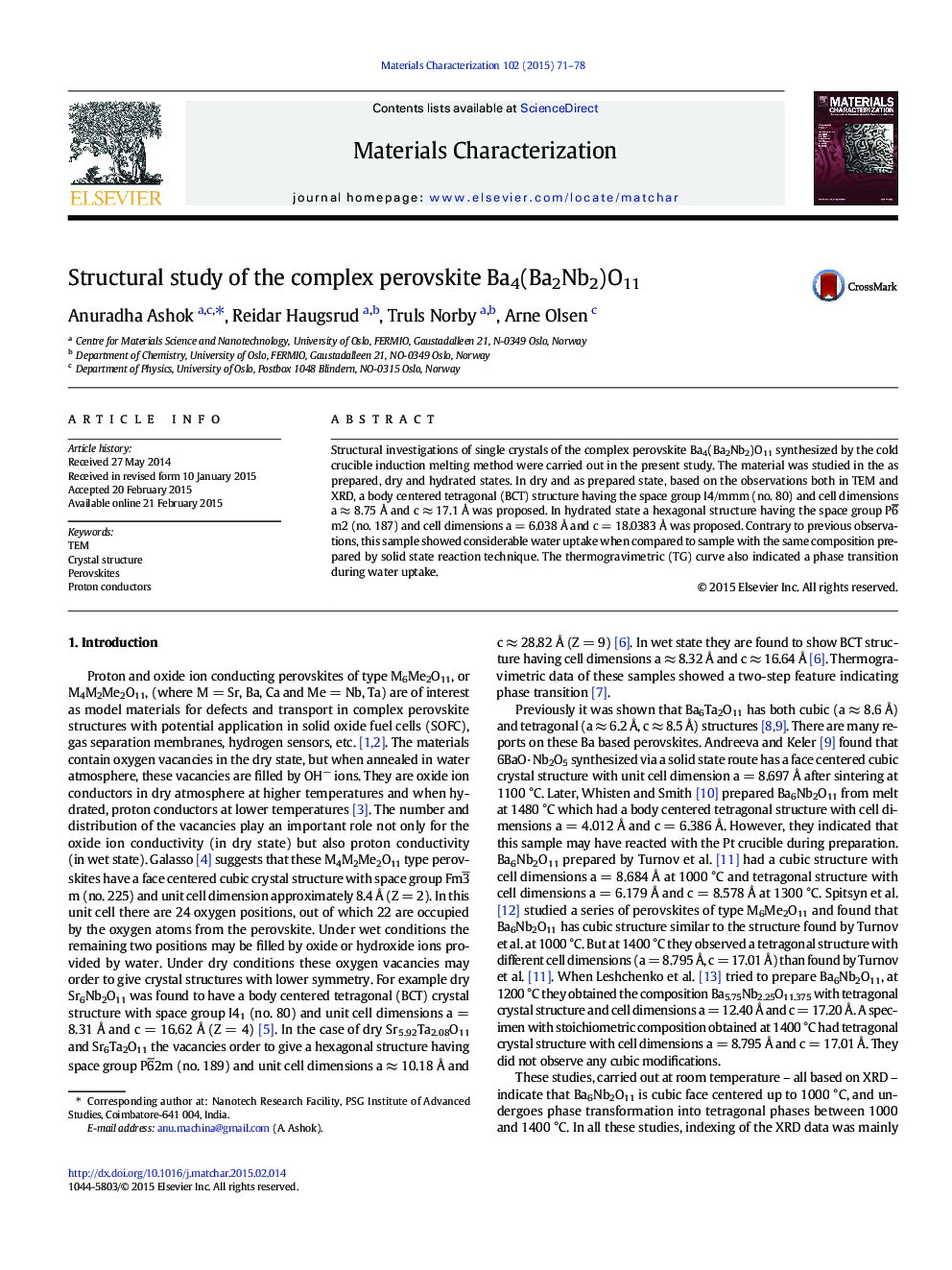 Structural study of the complex perovskite Ba4(Ba2Nb2)O11