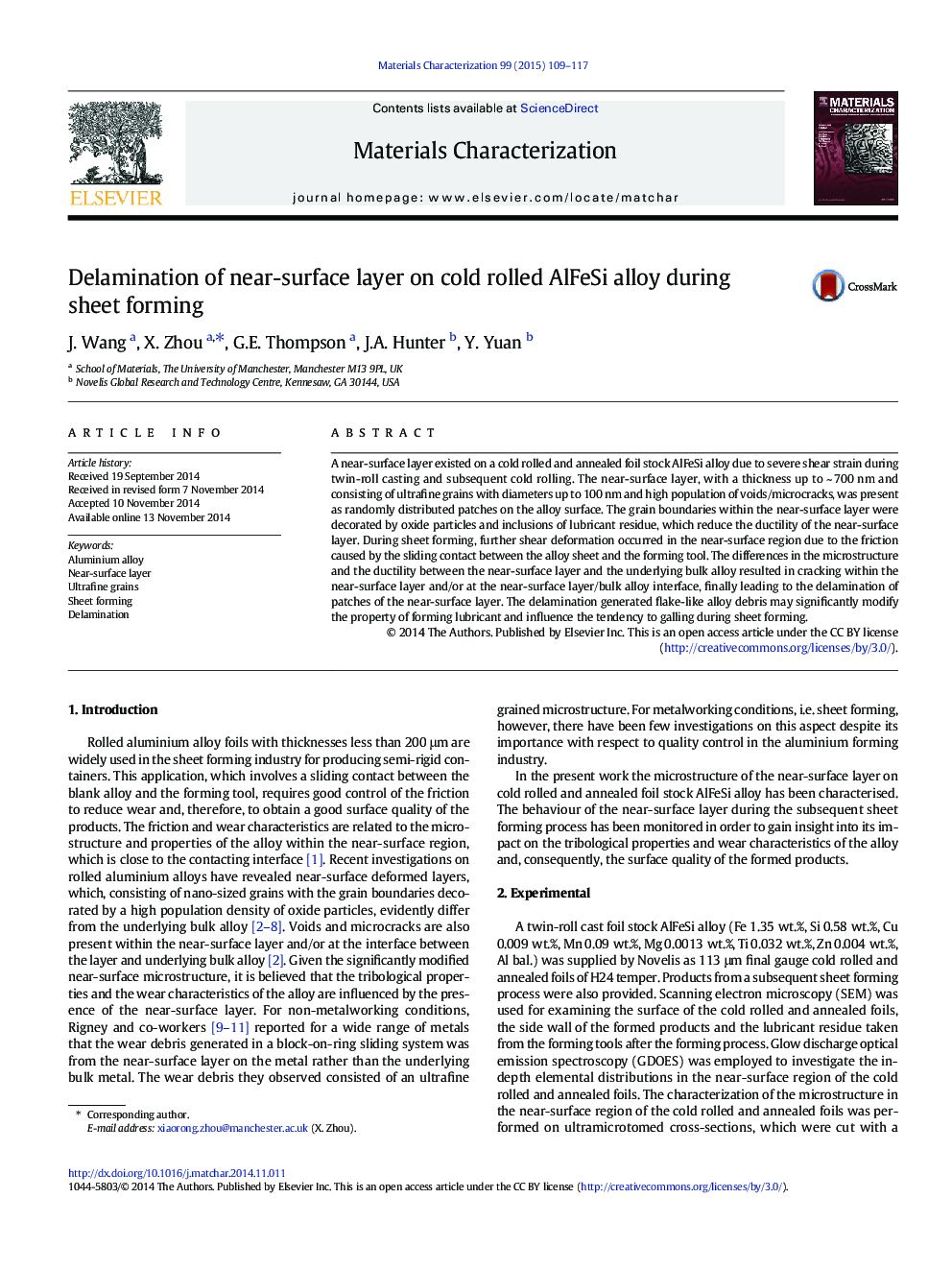 Delamination of near-surface layer on cold rolled AlFeSi alloy during sheet forming