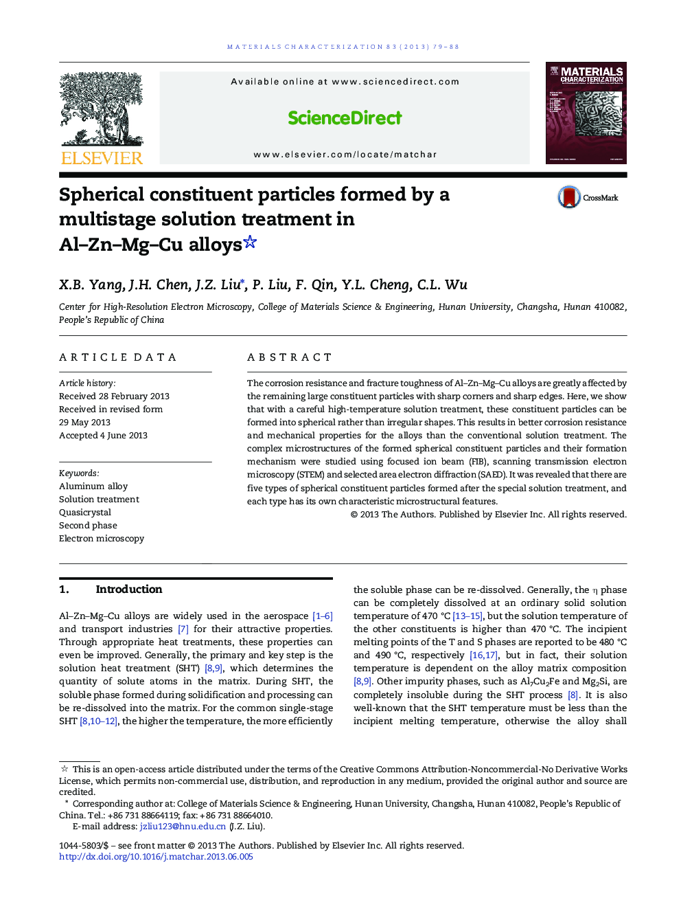 Spherical constituent particles formed by a multistage solution treatment in Al-Zn-Mg-Cu alloys