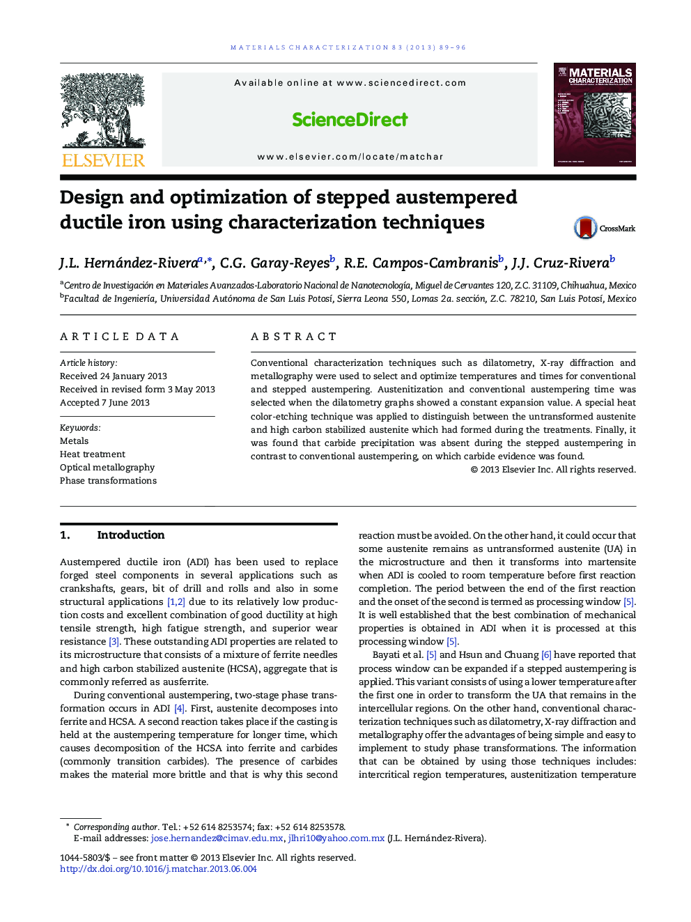Design and optimization of stepped austempered ductile iron using characterization techniques