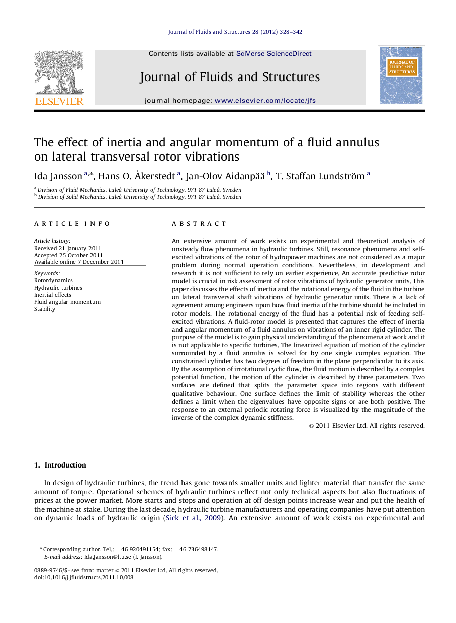 The effect of inertia and angular momentum of a fluid annulus on lateral transversal rotor vibrations