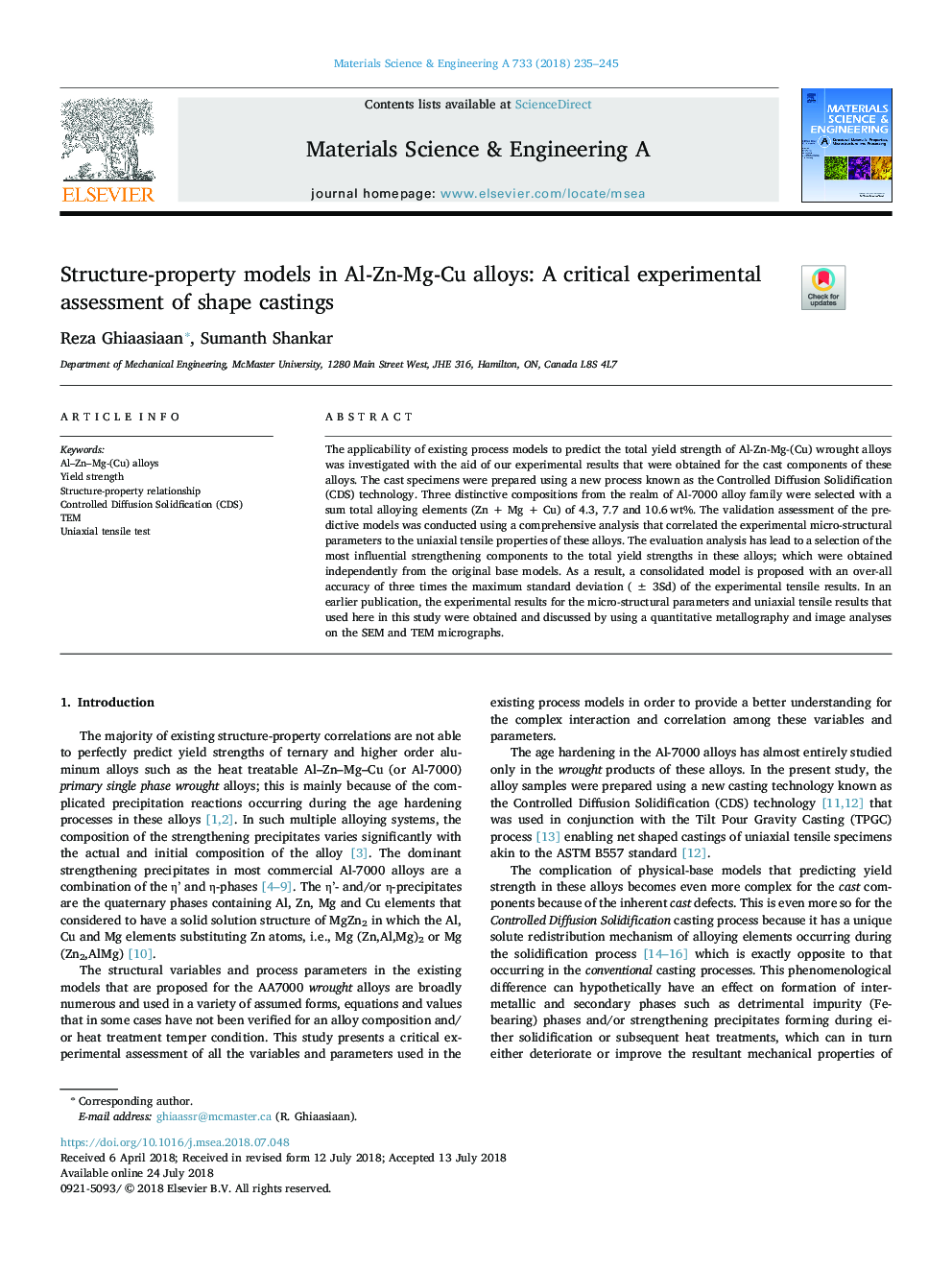 Structure-property models in Al-Zn-Mg-Cu alloys: A critical experimental assessment of shape castings