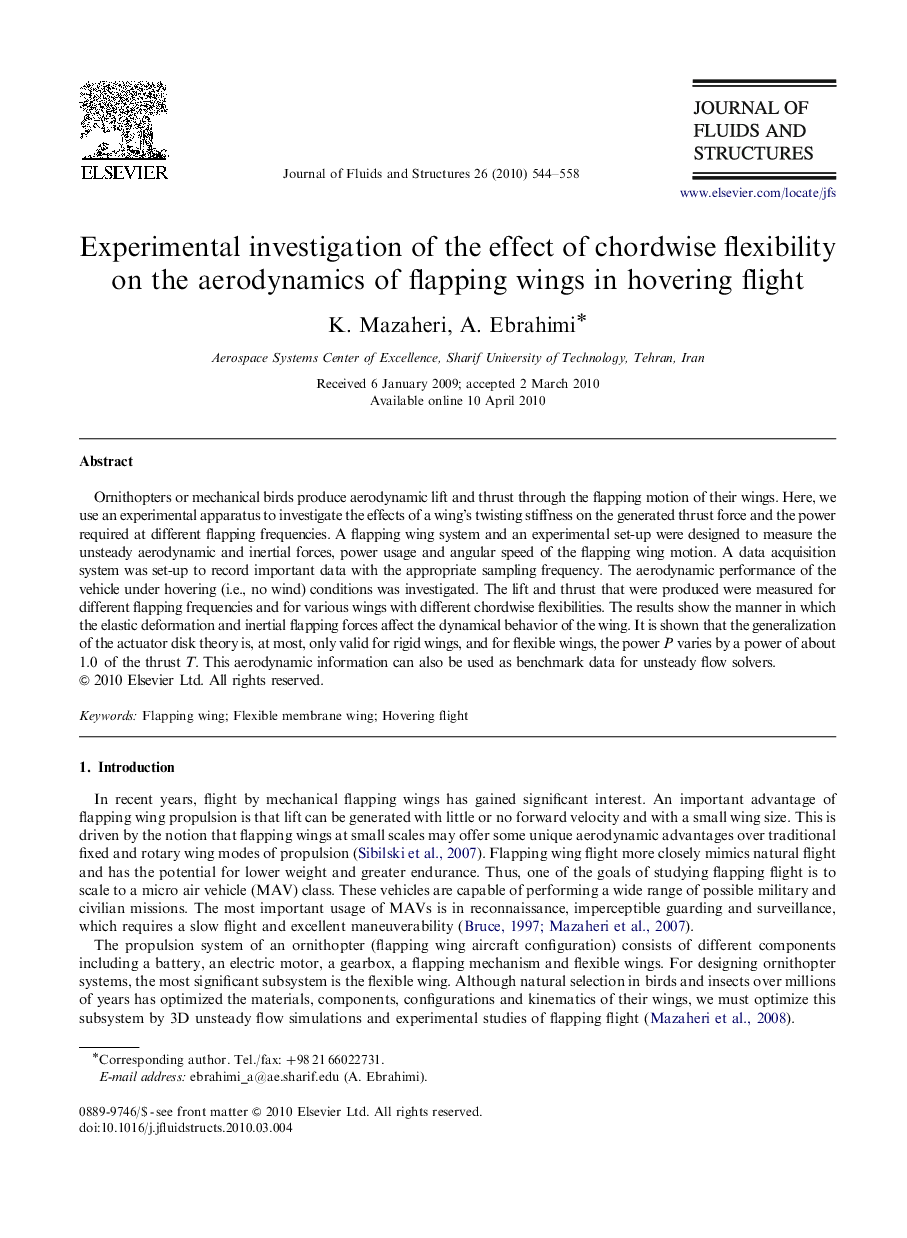 Experimental investigation of the effect of chordwise flexibility on the aerodynamics of flapping wings in hovering flight