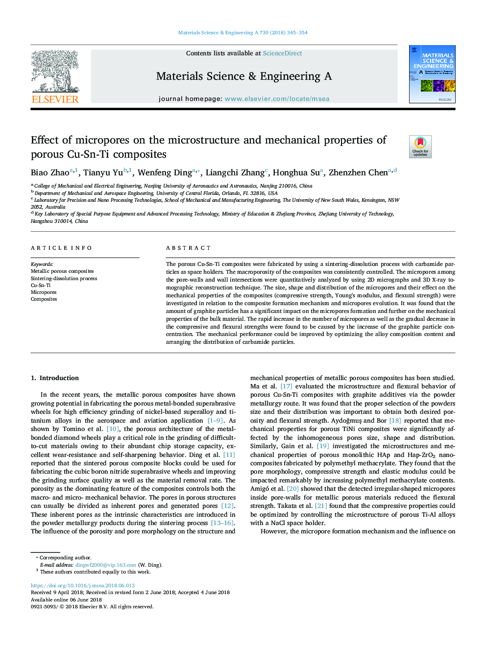 Effect of micropores on the microstructure and mechanical properties of porous Cu-Sn-Ti composites