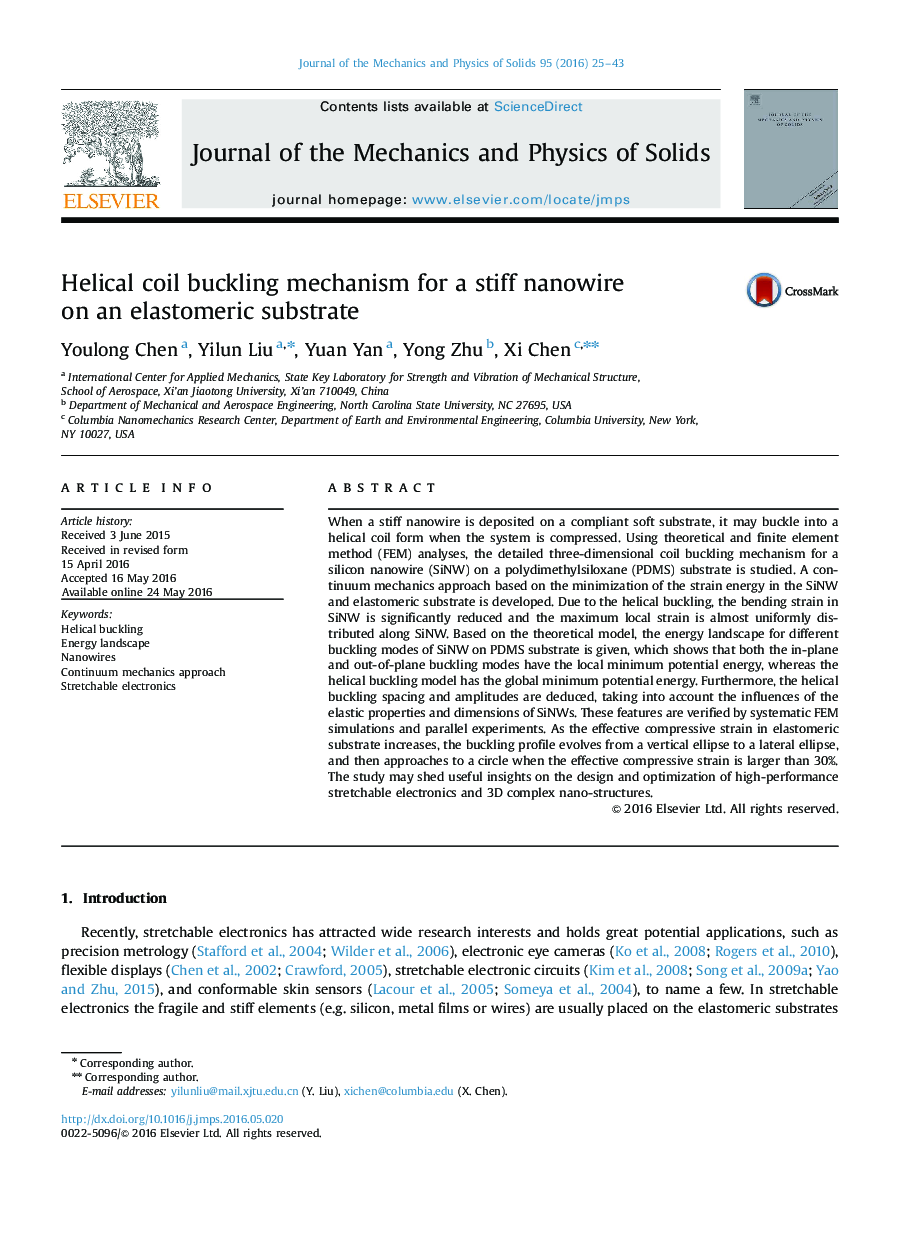 Helical coil buckling mechanism for a stiff nanowire on an elastomeric substrate