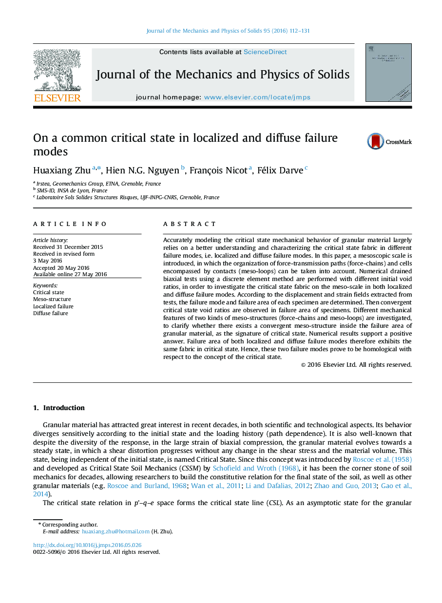 On a common critical state in localized and diffuse failure modes