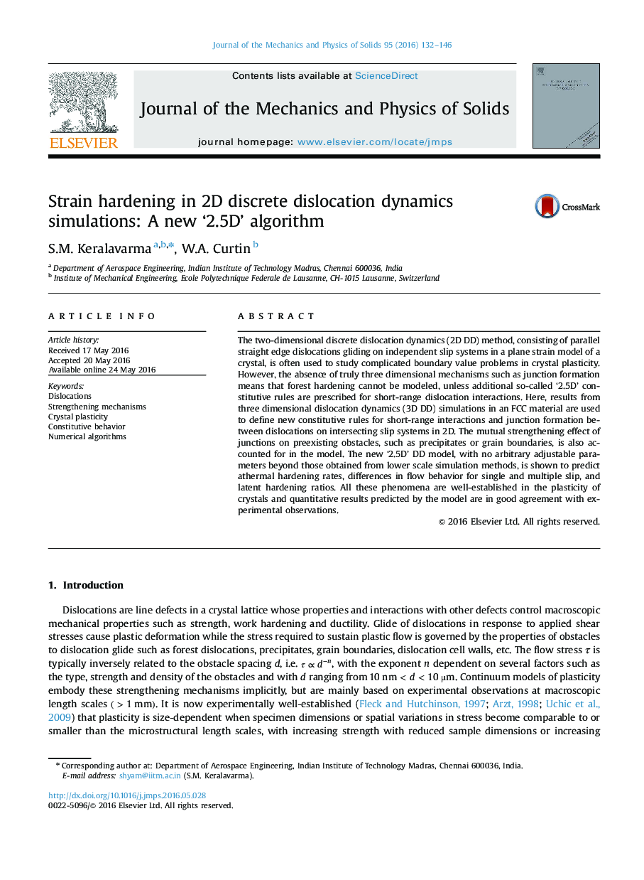 Strain hardening in 2D discrete dislocation dynamics simulations: A new '2.5D' algorithm